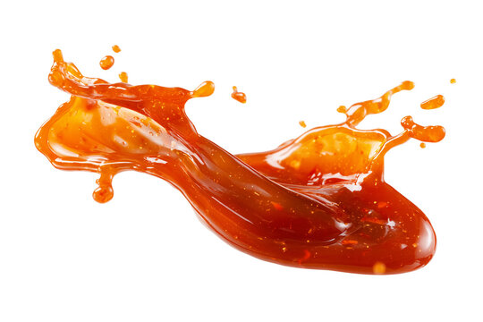 sweet chilli sauce splash isolated on transparent background - design element cut-out object