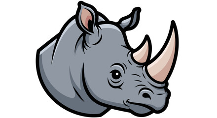Fototapeta premium Gray Cartoon Rhinoceros Head with Horns.