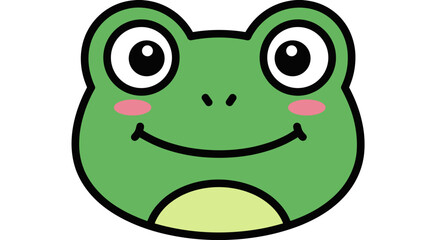 Fototapeta premium Happy Cartoon Frog Face with Smile.