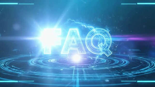Dynamic FAQ Typography with Glowing Neon Lines and Futuristic Circuit Design	
