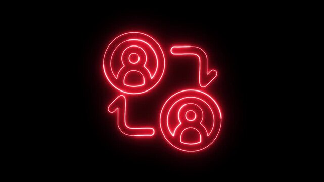 Neon user swap icon glowing red display