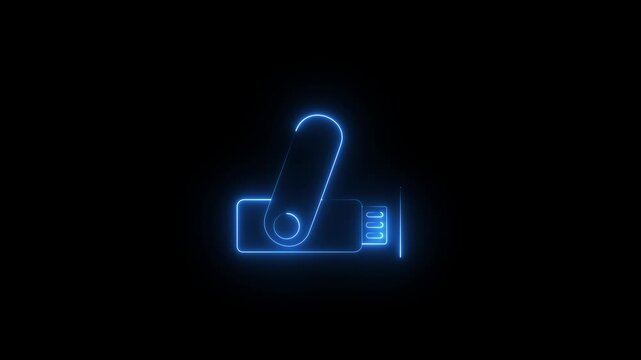 Animated pen drive black line icon. USB flash drive motion graphic. Data storage, backup, transfer device. icon animation representing portable data storage and technology..