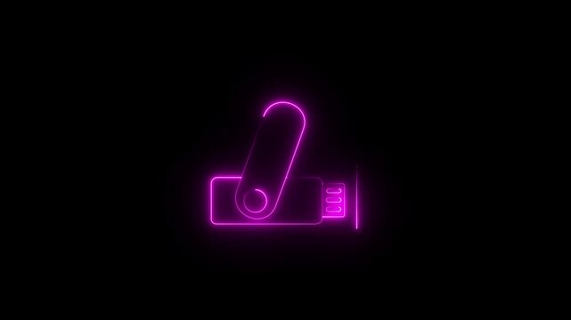 Animated pen drive black line icon. USB flash drive motion graphic. Data storage, backup, transfer device. icon animation representing portable data storage and technology..