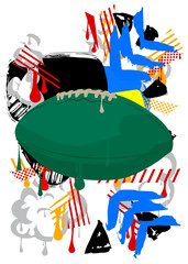 American Football Ball graffiti. Abstract modern street art decoration performed in urban painting style.