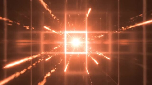 Abstract Neon Tunnel with Explosions and Light Streaks.