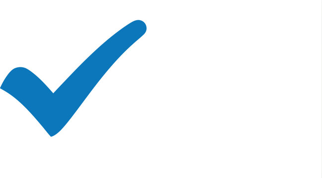 Blue Tick Icon: A vibrant blue tick mark symbol of confirmation. representing choices and approval. Symbol of validation. Simple. Clear. Effective.