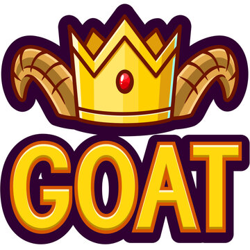 goat crown cartoon sticker illustration