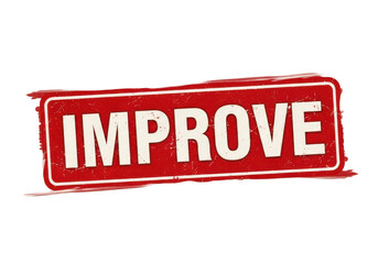 A red stamp with the word improve in white letters isolated on transparent background