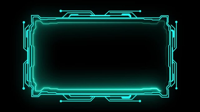 Neon border hud head up display interface target pointer element for futuristic cyber technology concept.4k animation..