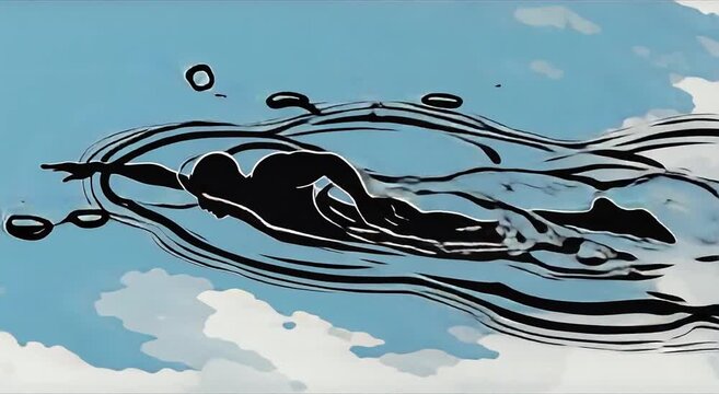 Swimmer Silhouette Freestyle Stroke Underwater