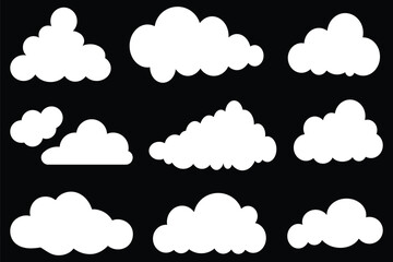Fototapeta premium Cloud icon set. Natural weather symbol of rain, cloud services, hosting.