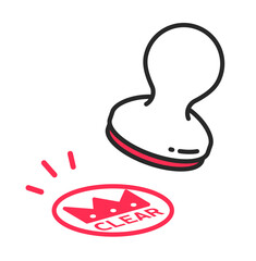 クリアの判子を押すシーンのイラスト