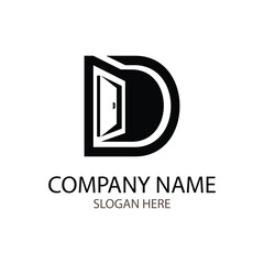 D letter door logo design template, suitable for company logo