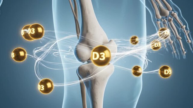 Human knee joint with vitamin D3 molecules