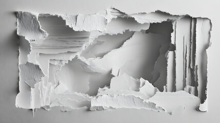 Torn Paper Abstract Sculpture with Layers and Shadows