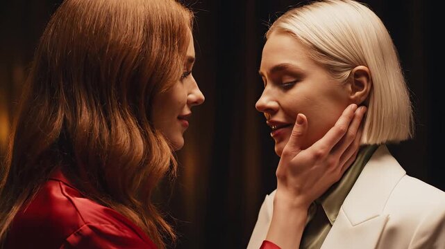 Two women in close interaction