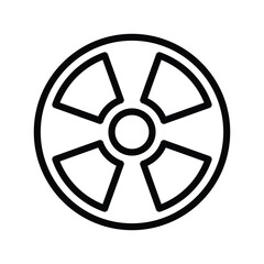 Fototapeta premium A simple black and white outline of the universal radioactive symbol, representing danger and radiation. Construction things single line icon UI design.