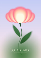 Abstract colorful flower with dreamy soft gradient blur. Minimal botanical pastel color. Design element for backdrop, wallpaper, poster, print, Vector illustration