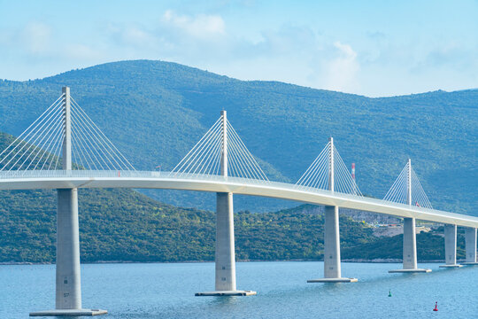 The panorama view of pelje&scaron;ac bridge in Croatia.