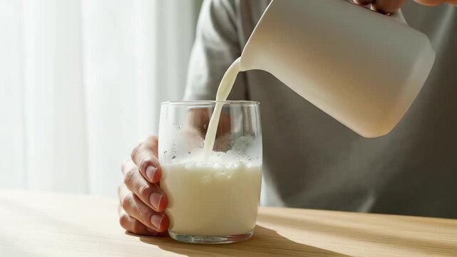 Milk being poured into a glass
