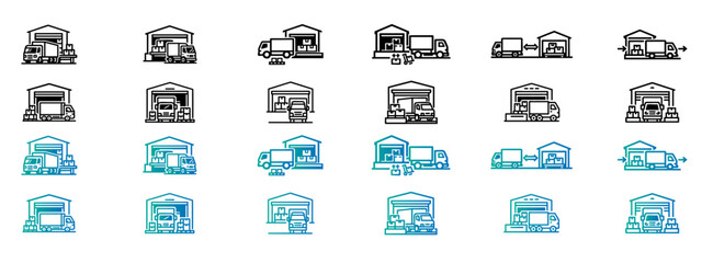 Logistics and Supply Chain Management Line Icons Set