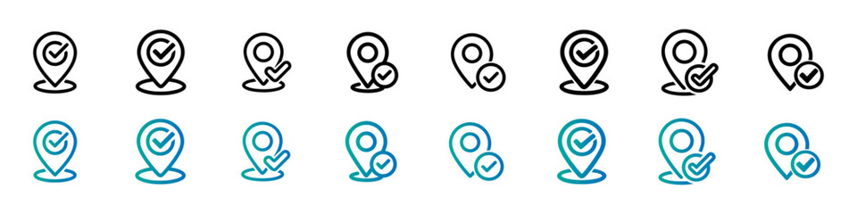 Location Pin Checkmark Icons Set