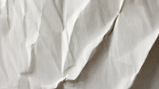 Animation of moving piece of paper on white background.White moving paper texture.Close up of a crumpled piece of white paper showing texture and subtle shadows across the surface.