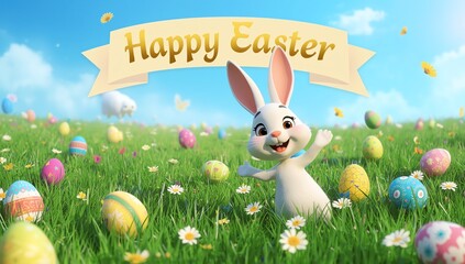 easter bunny with eggs