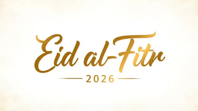 Eid al-Fitr 2026 Golden Calligraphy Greeting Card.