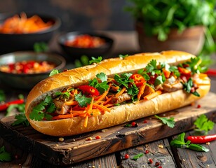 Crispy Banh Mi with Fresh Herbs and Pickled Vegetables
