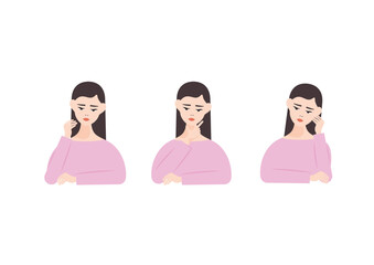 Obraz premium うつむく女性のイラストセット素材