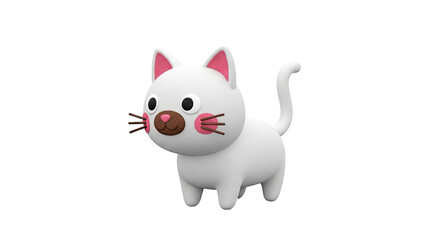 Obraz premium Cute 3D cartoon white cat with pink ears and nose