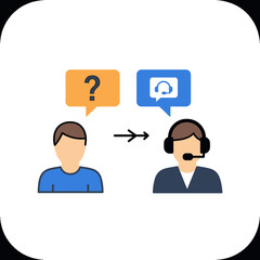 Illustration of a customer service representative assisting a customer via chat.