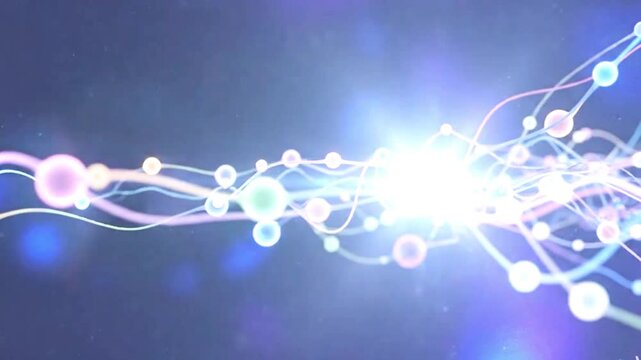 Abstract digital connection nodes with glowing technology lines
