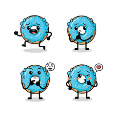 Cartoon blueberry characters expressing different emotions with speech bubbles on white background