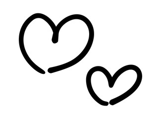 ペンの手書きのハートセット　黒　ベクター