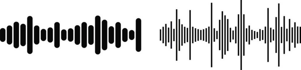 Obraz premium Radio Waves Icon set Collection Group Featuring Signal Sound Frequency Vibration Broadcast Communication Technology Symbols for Digital Media Network Interface Design Analog Digital Audio.