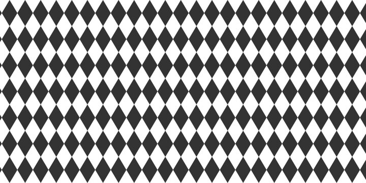 Harlequin seamless pattern. Geometric background with with black and white rhombus.