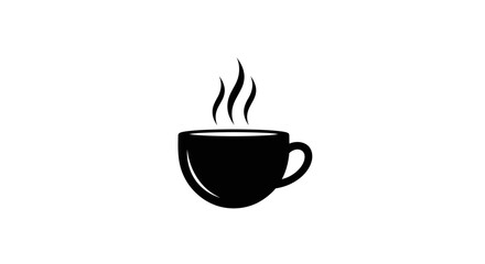 Obraz premium Hot Coffee Cup Icon with Steam - Black and White Vector Graphic