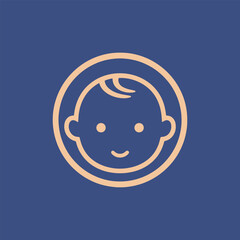 A Cute baby head logo flat design.