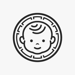 A Cute baby head logo flat design.