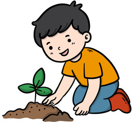 Boy Planting Sprout