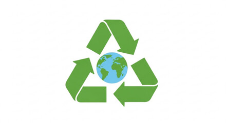 Obraz premium Green recycling symbol with earth globe eco friendly concept for sustainability and environmental conservation