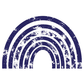 Grunge texture Blue distressed rainbow symbol with white spots on white background  a weathered arc shape Vintage Style