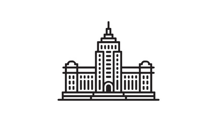Obraz premium Government Building Icon in Simple Line Art Style with Black Color on White Background for Web Design