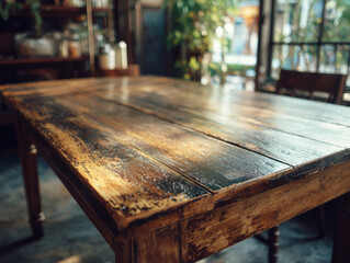 Worn wooden dining table rustic wooden table natural light scratched wood distressed wood vintage table farmhouse table wooden plank table