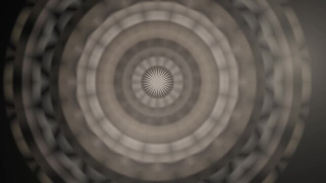 Vintage mandala motion background with symmetrical ornamental pattern and floating dots.