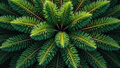 Vibrant Green Pine Needles Forming A Radial Pattern With Sunlight Creating A Natural Abstract Background And A Sense Of