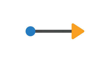 Blue circle connected to a yellow triangle by a gray line, on black