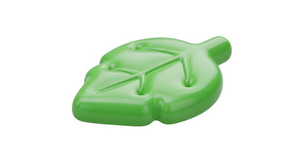 Glossy, stylized green leaf isolated on black background